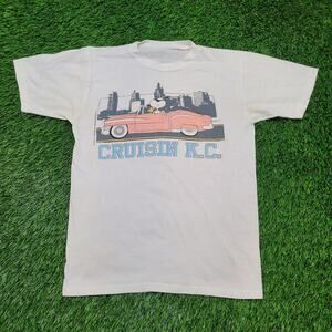 VTG 80s Peanuts Snoopy Joe Cool T-Shirt Mens S Kansas City Cruisin